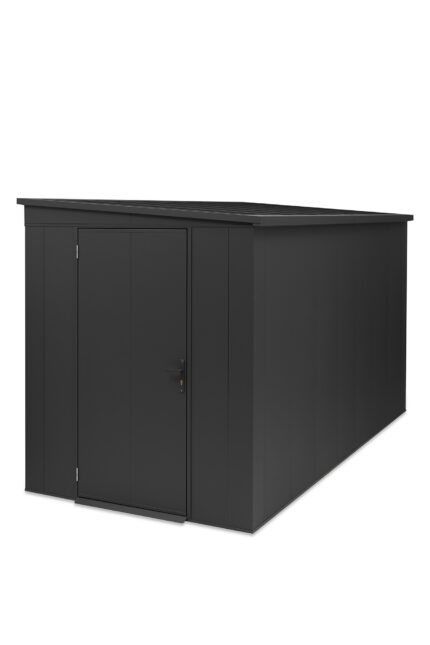 Abrigo de jardim de metal seguro, cor antracite, 186x336cm – UrbiCover Premium – vista lateral