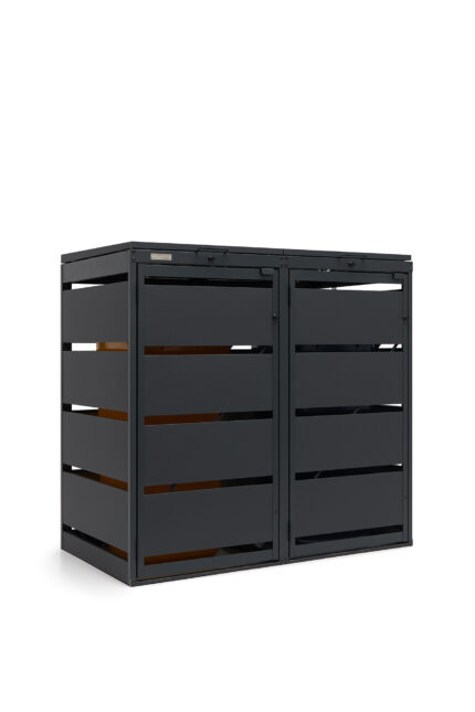 Modern Anthracite Wheelie Bin Storage – 2 x 120L – UrbiCover Premium Garden - side view