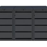 Modern anthracite Wheelie Bin Storage – 3 x 120L – UrbiCover Premium Garden- front view