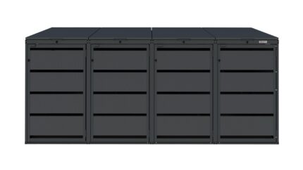 Modern anthracite Wheelie Bin Storage – 4 x 120L – UrbiCover Premium Garden- front