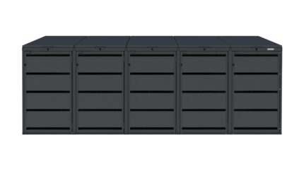 Modern anthracite Wheelie Bin Storage – 5 x 120L – UrbiCover Premium Garden- front