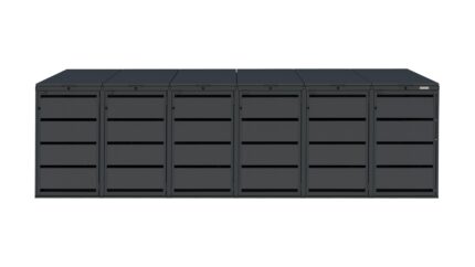 Modern anthracite Wheelie Bin Storage – 6 x 120L – UrbiCover Premium Garden- front