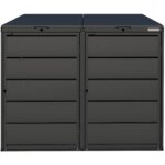 Modern anthracite Wheelie Bin Storage – 2 x 240L – UrbiCover Premium Garden- front view