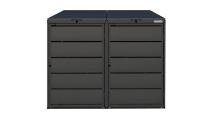 Modern anthracite Wheelie Bin Storage – 2 x 240L – UrbiCover Premium Garden- front view