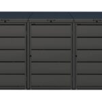Modern anthracite Wheelie Bin Storage – 3 x 240L – UrbiCover Premium Garden- front view