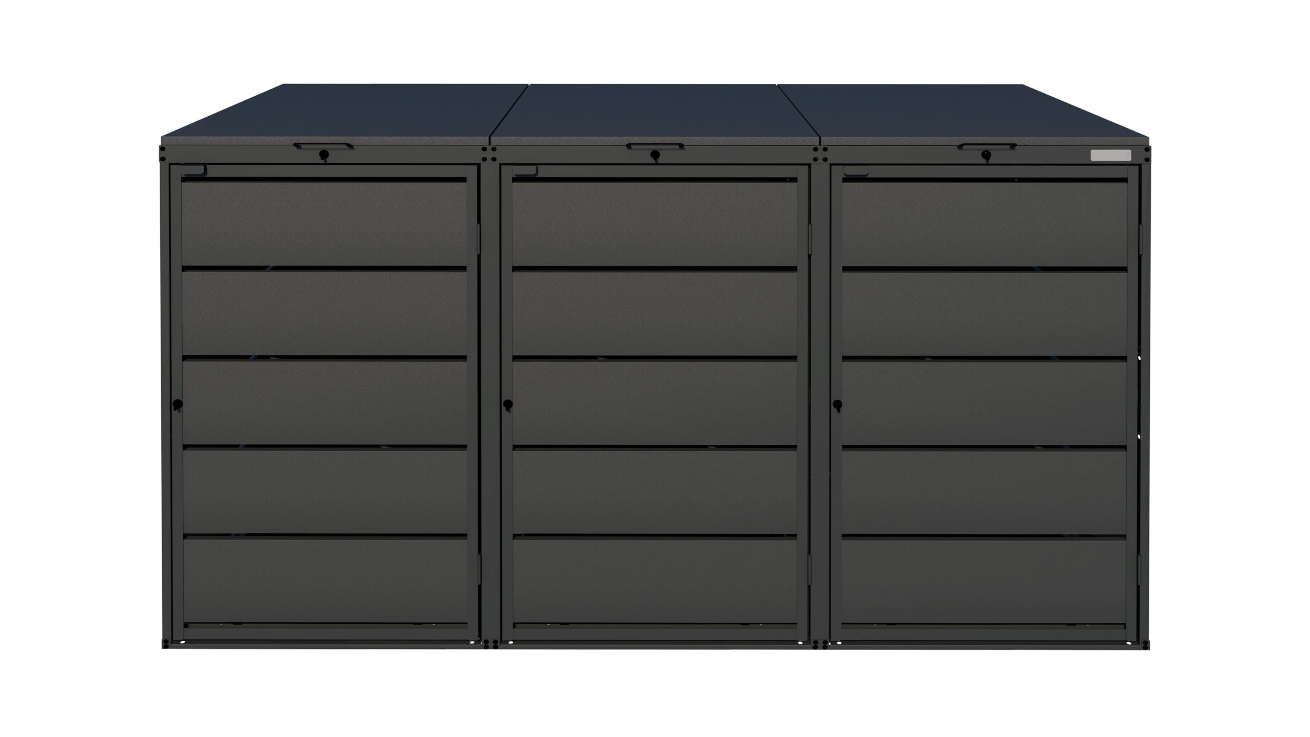 ZK_240_7016_Antracyt_3_2 Modern anthracite Wheelie Bin Storage – 3 x 240L – UrbiCover Premium Garden- front view