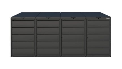 Modern anthracite Wheelie Bin Storage – 4 x 240L – UrbiCover Premium Garden- front view