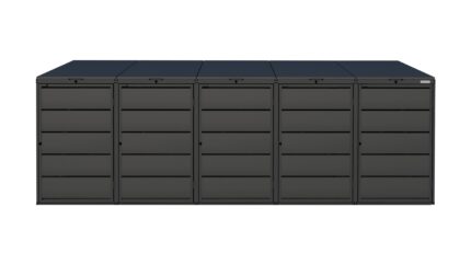 Modern anthracite Wheelie Bin Storage – 5 x 240L – UrbiCover Premium Garden- front view