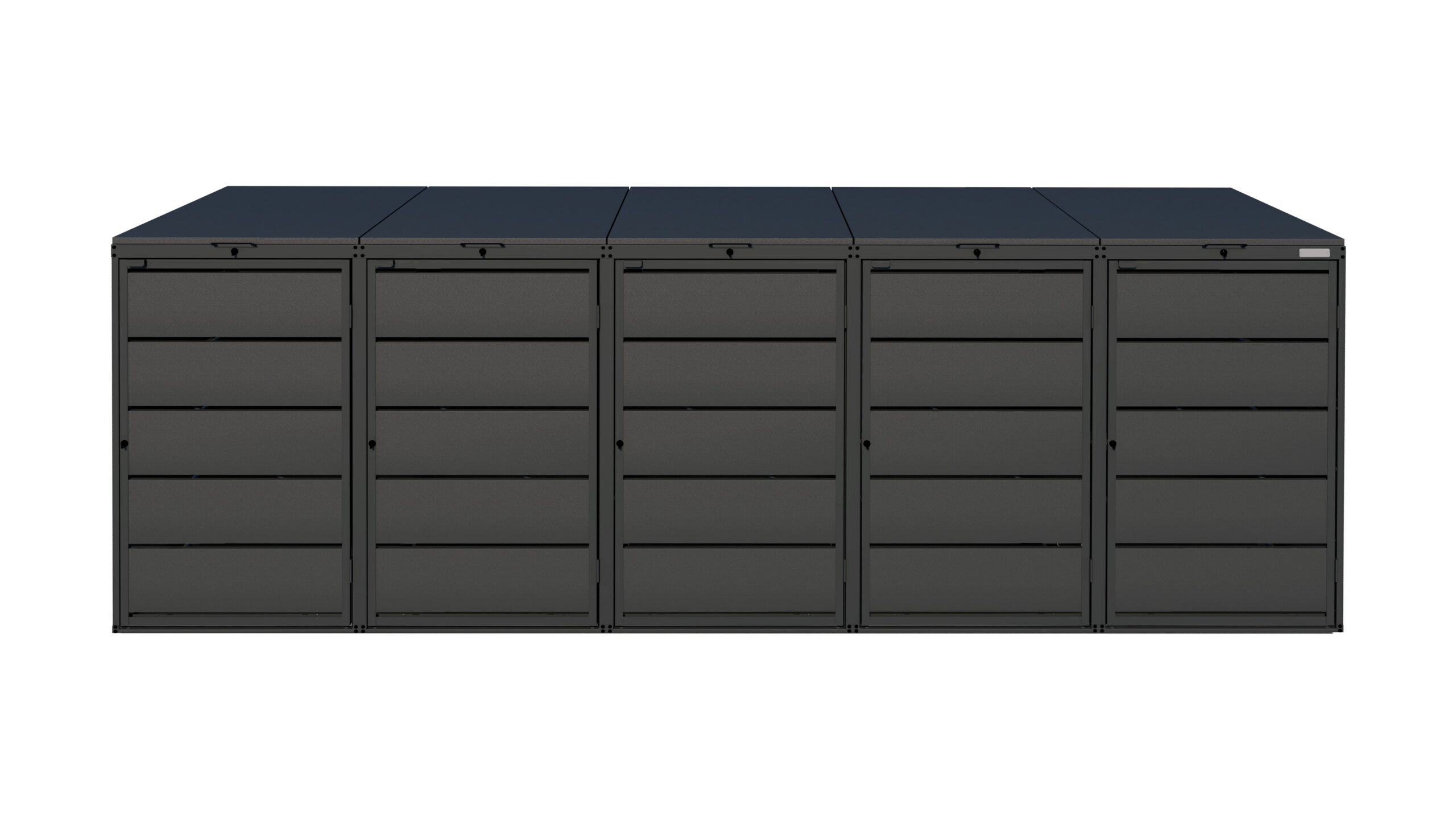ZK_240_7016_Antracyt_5_1 Modern anthracite Wheelie Bin Storage – 5 x 240L – UrbiCover Premium Garden- front view