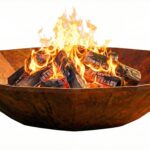 Corten Diamond Octagon outdoor fire pit on a white background, showcasing its octagonal geometric shape and natural rust patina.
