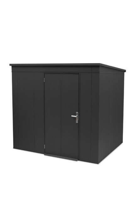 Secure metal anthracite garden shed 236x186cm – UrbiCover Premium- side view