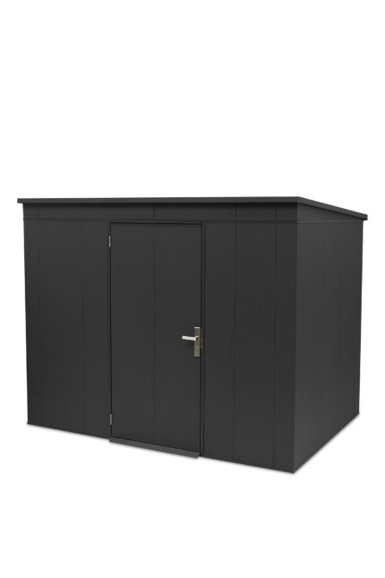 Secure metal garden shed, anthracite colour, 286x186cm– UrbiCover Premium- side view