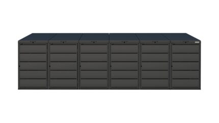 Modern anthracite Wheelie Bin Storage – 6 x 240L – UrbiCover Premium Garden- front view